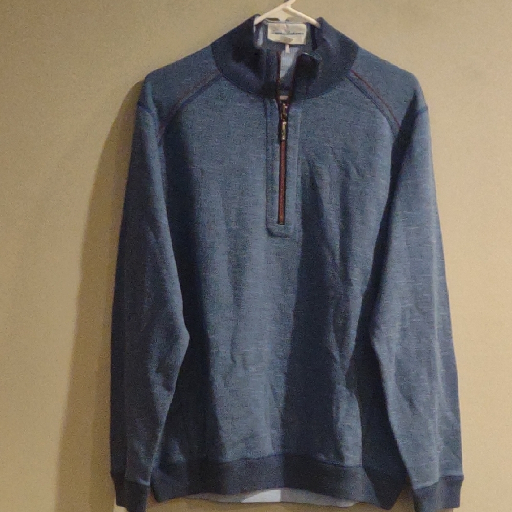 Tommy Bahama Men's Medium Quarter Zip Blue Reversible Pullover Sweatshirt